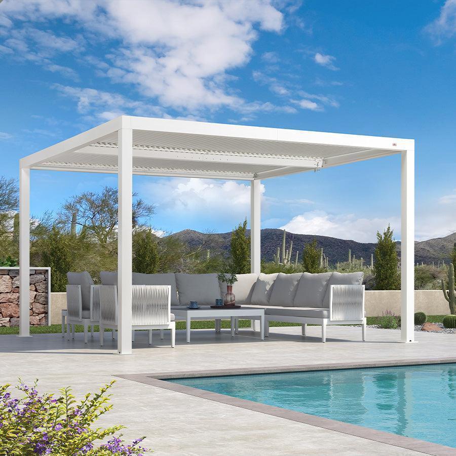 PURPLE LEAF Athena Louvered Pergola Outdoor Aluminum Pergola with Adjustable Roof for Deck Backyard Garden Hardtop Gazebo