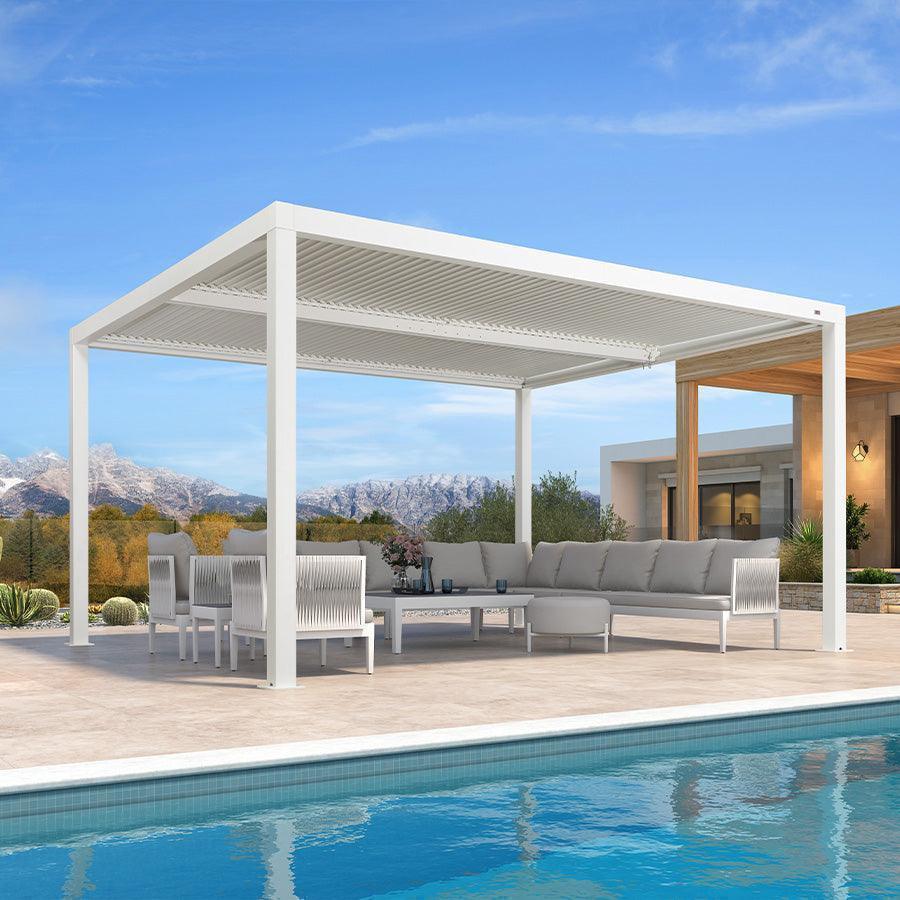 PURPLE LEAF Athena Louvered Pergola Outdoor Aluminum Pergola with Adjustable Roof for Deck Backyard Garden Hardtop Gazebo