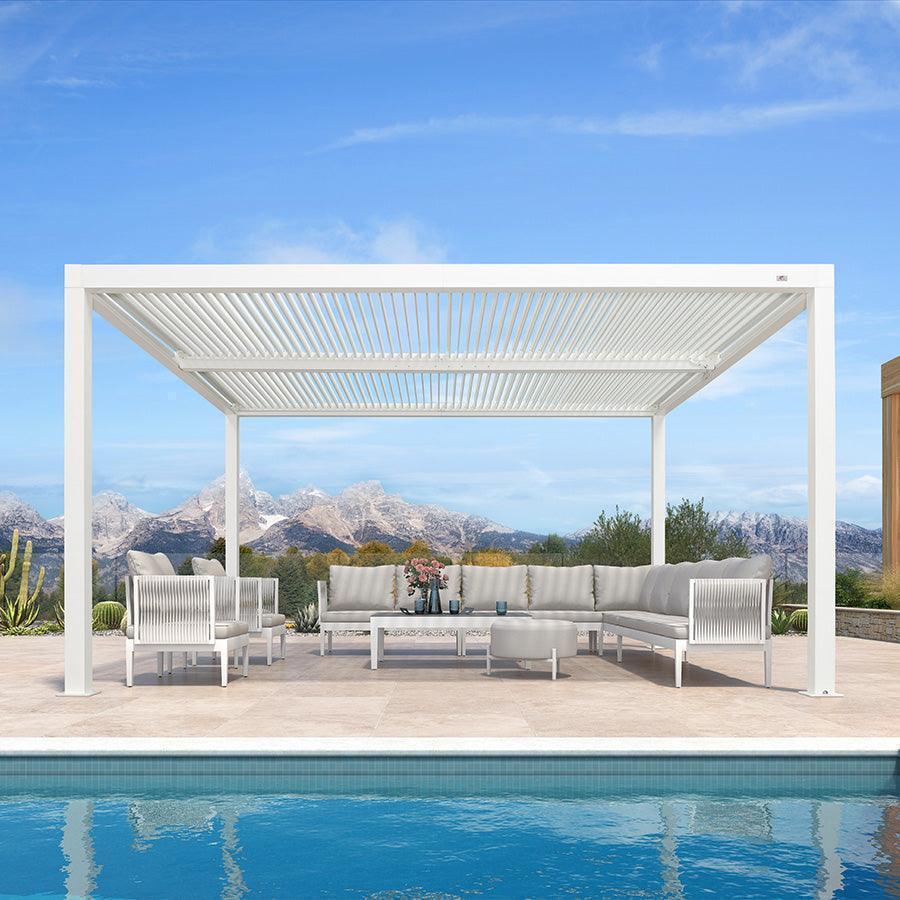 PURPLE LEAF Athena Louvered Pergola Outdoor Aluminum Pergola with Adjustable Roof for Deck Backyard Garden Hardtop Gazebo