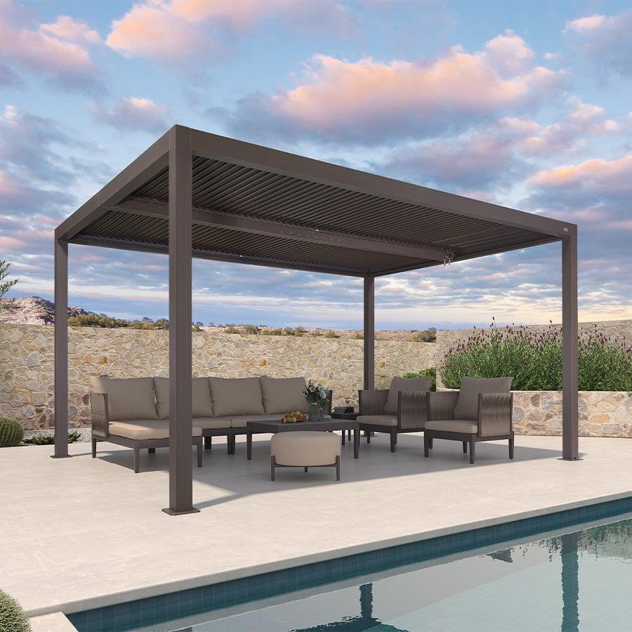 PURPLE LEAF Athena Louvered Pergola Outdoor Aluminum Pergola with Adjustable Roof for Deck Backyard Garden Hardtop Gazebo