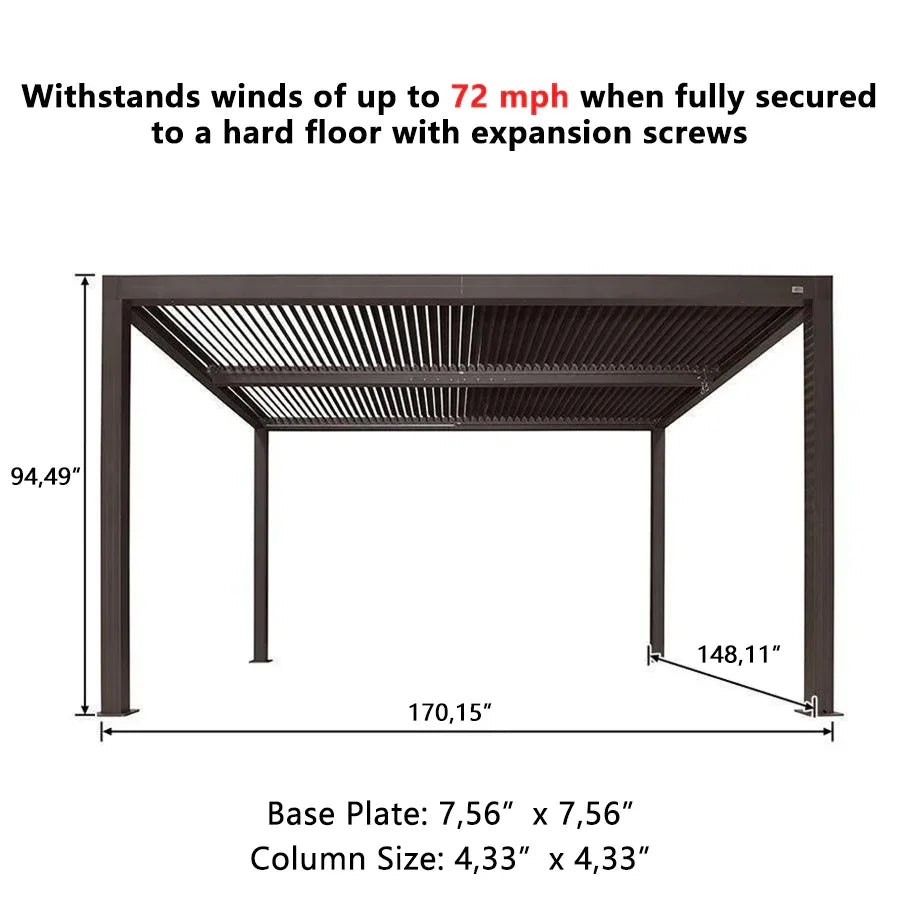 PURPLE LEAF Athena Outdoor Louvered Pergola Adjustable Metal Roof Bronze Hardtop Gazebo Patio Pavilion