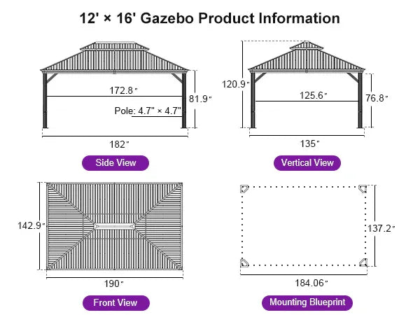 PURPLE LEAF – Pavillon à toit rigide pour terrasse, structure en aluminium effet bois avec guirlande lumineuse – clear