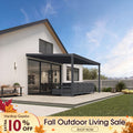 PURPLE LEAF Wall Mounted Gazebo with Gray Polycarbonate Roof Aluminum Frame Patio Cover for Porch