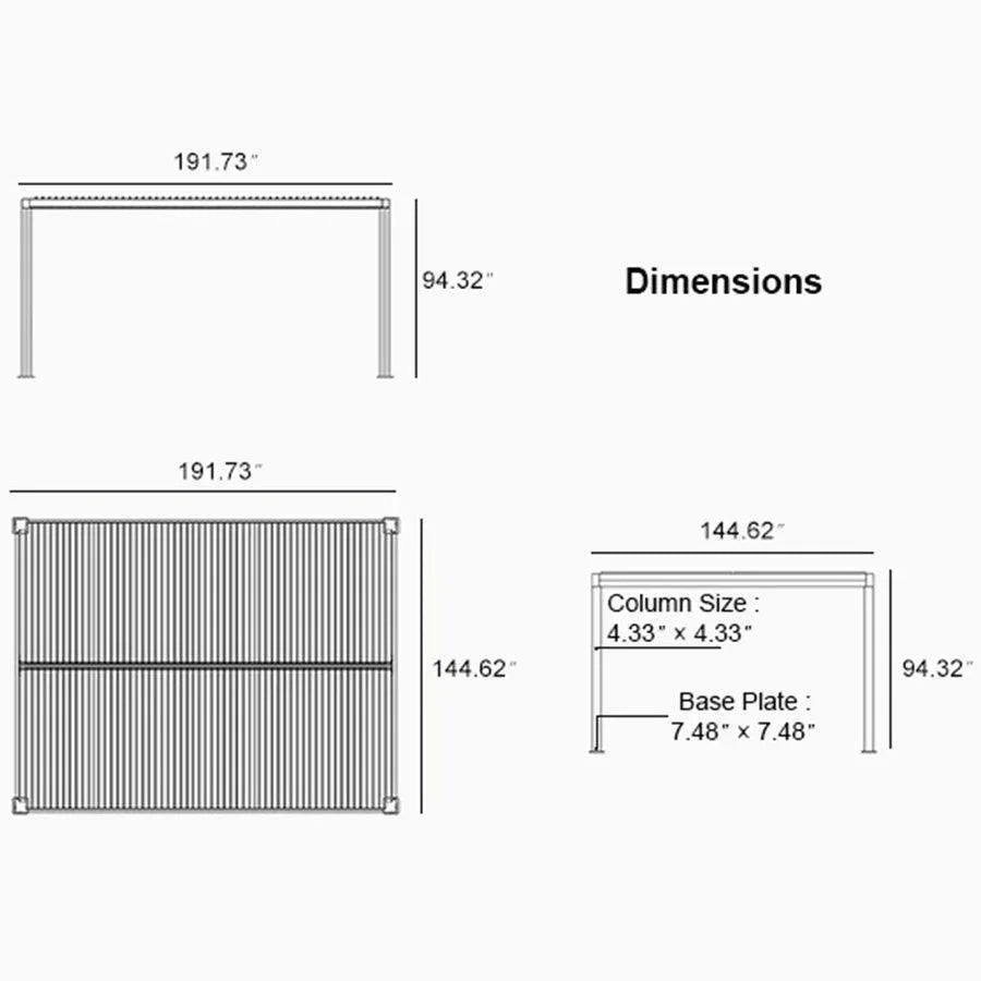 PURPLE LEAF Athena Louvered Pergola Bronze Outdoor Aluminum Pergola with Roller Blind Adjustable Gazebo for Patio Deck Garden