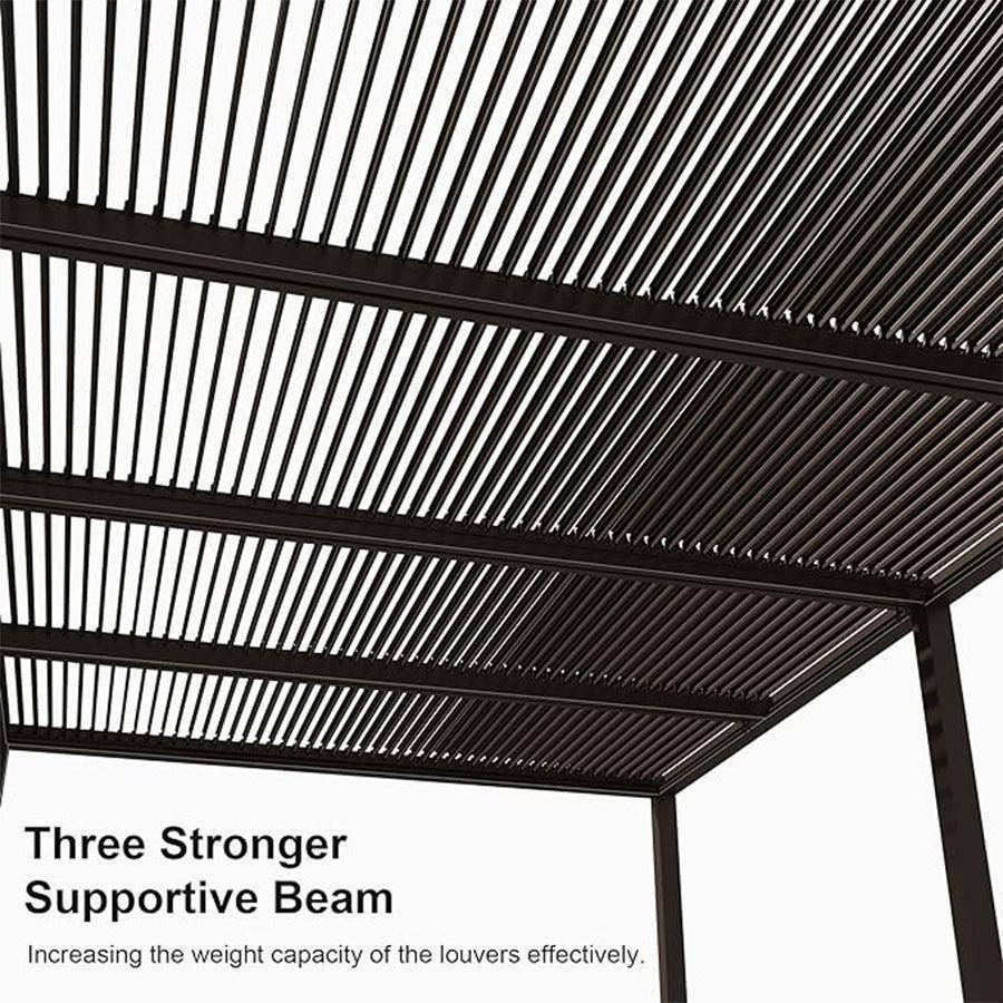 PURPLE LEAF Athena Louvered Pergola Bronze Outdoor Aluminum Pergola with Roller Blind Adjustable Gazebo for Patio Deck Garden