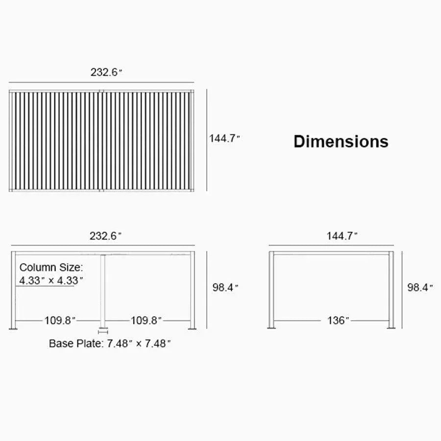 PURPLE LEAF Athena Louvered Pergola Bronze Outdoor Aluminum Pergola with Roller Blind Adjustable Gazebo for Patio Deck Garden