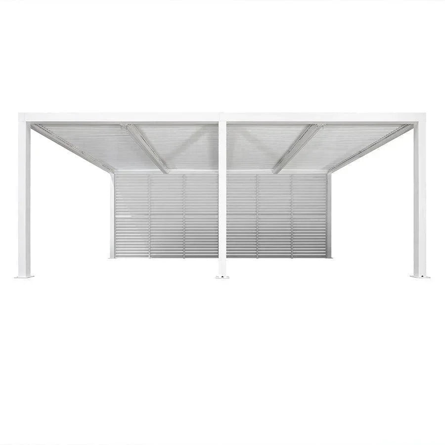 PURPLE LEAF Athena Louvered Pergola white Outdoor Aluminum Pergola with Shutter Wall Adjustable Gazebo Rainproof for Patio Deck Garden