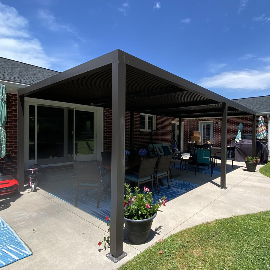 PURPLE LEAF Athena Outdoor Louvered Pergola Adjustable Metal Roof Bronze Hardtop Gazebo Patio Pavilion