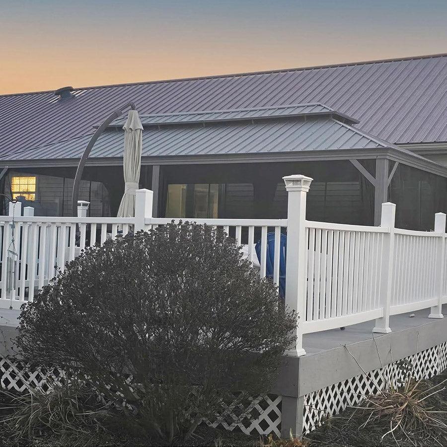 PURPLE LEAF Patio Gazebo for Pool Light Grey Hardtop Galvanized Steel Roof with String Lights-clear