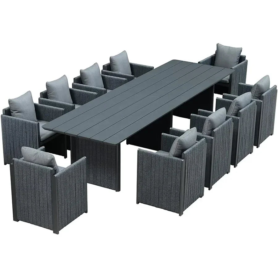 PURPLE LEAF Sanori Outdoor Dining Set Weather-Resistant Aluminum Table and Chairs Set with Backrest Pillow and Olefin Cushions for Deck