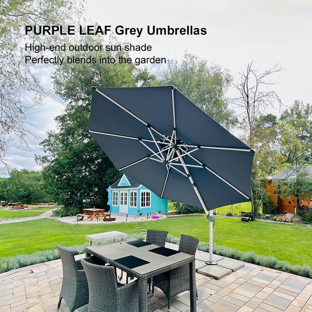 PURPLE LEAF Round Cantilever Patio Umbrella Heavy Duty Umbrella for Porch Garden Pool