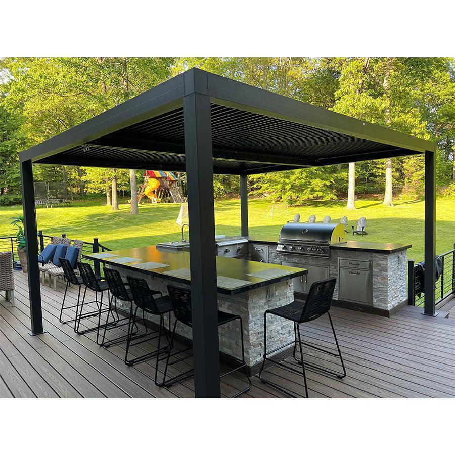PURPLE LEAF Athena Louvered Pergola Outdoor Aluminum Pergola with Adjustable Roof for Deck Backyard Garden Hardtop Gazebo