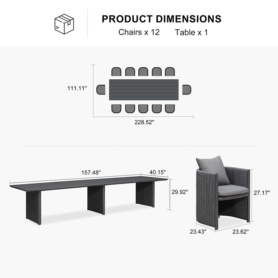 PURPLE LEAF Sanori Outdoor Dining Set Weather-Resistant Aluminum Table and Chairs Set with Backrest Pillow and Olefin Cushions for Deck
