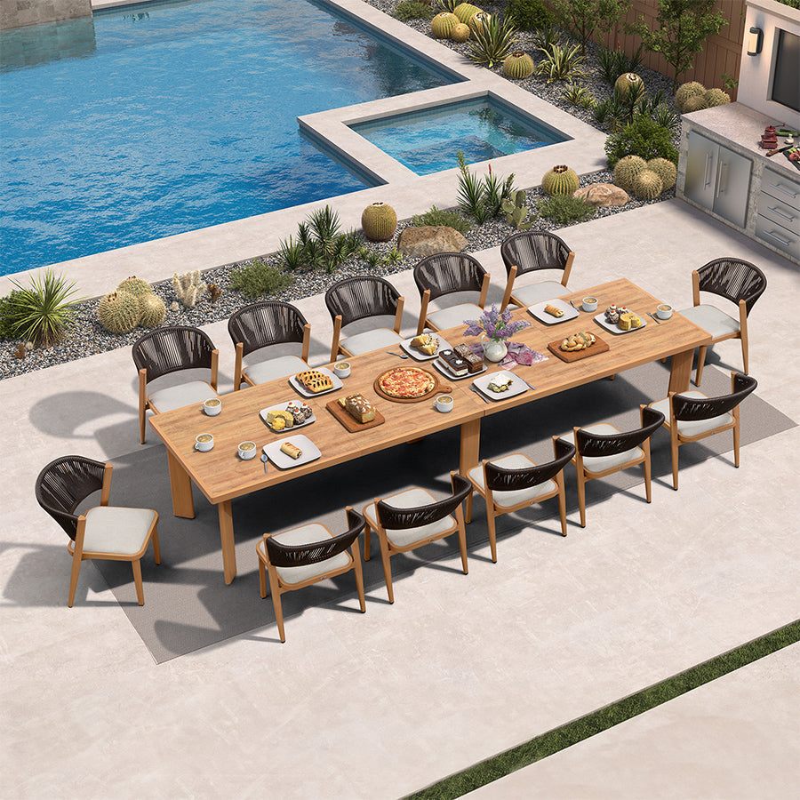 PURPLE LEAF 7 / 9 / 11 pcs Outdoor Dining Set Patio Dining Furniture for Lawn Backyard Deck Brown
