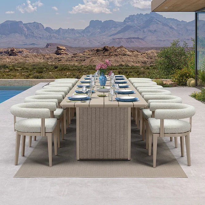 PURPLE LEAF Provence Patio Dining Set Luxury Modern Conversation Set Aluminum Large Rectangle Dining Table and Chairs with Olefin Cushion Outdoor Furniture Set for Garden Porch Deck Backyard