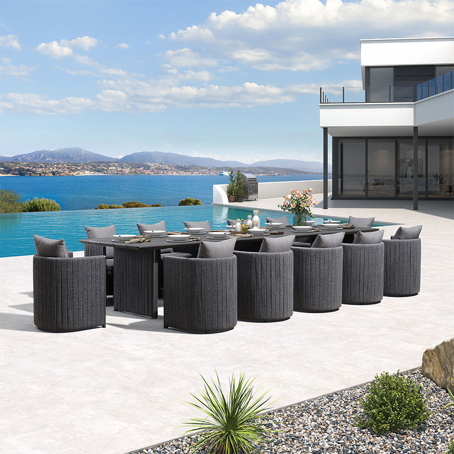 PURPLE LEAF Sanori Outdoor Dining Set Weather-Resistant Aluminum Table and Chairs Set with Backrest Pillow and Olefin Cushions for Deck