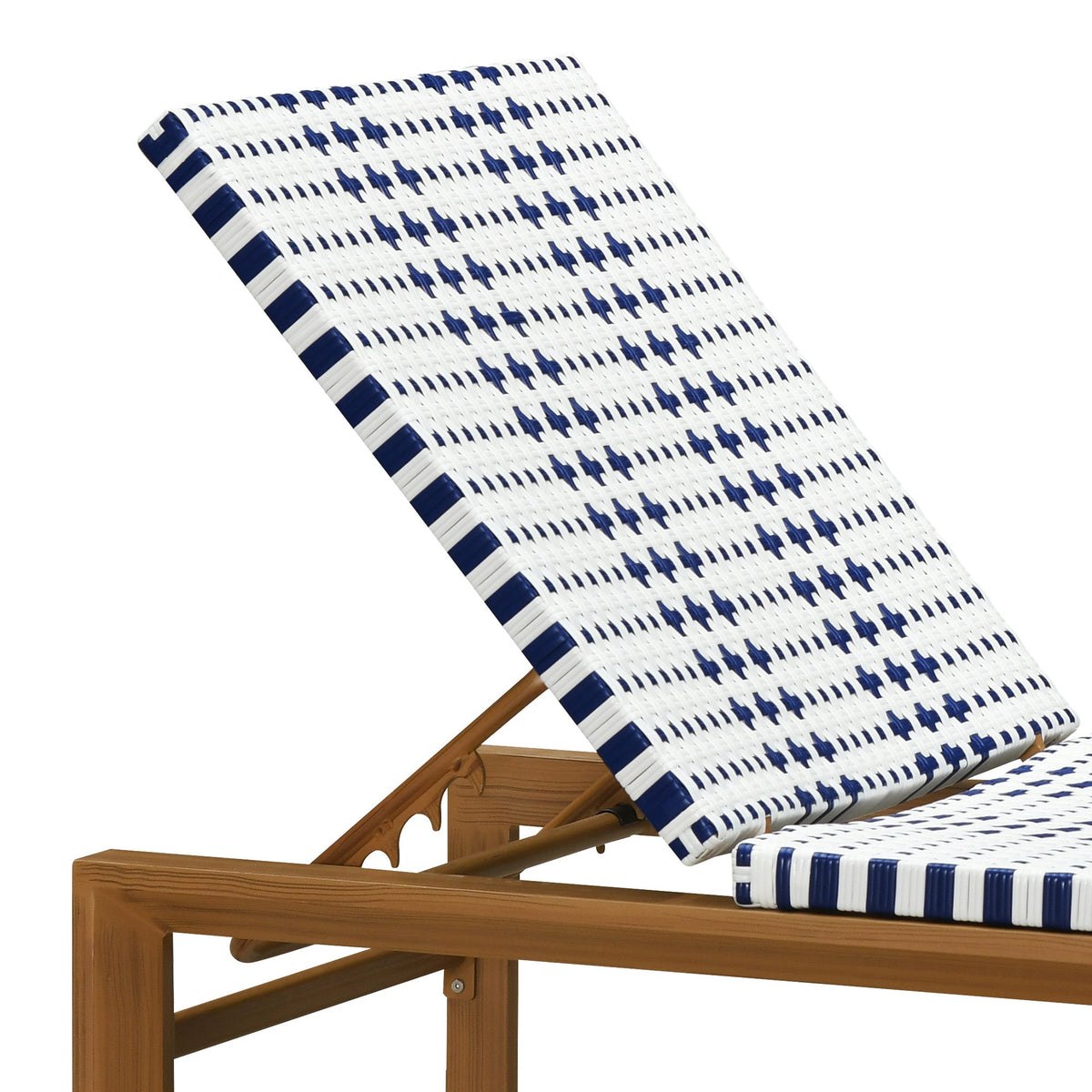 PURPLE LEAF Outdoor Teak Chaise Lounge Chair, Wood Grain Aluminum Outdoor Pool Lounge Chairs with Adjustable Backrest, Breathable Recliner for Patio, Poolside, Garden