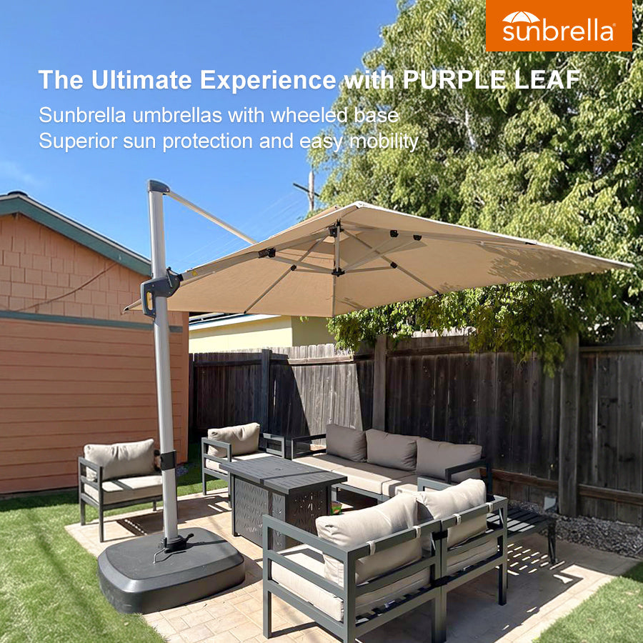 PURPLE LEAF – Parasol de terrasse Premium Classic SUNBRELLA déporté