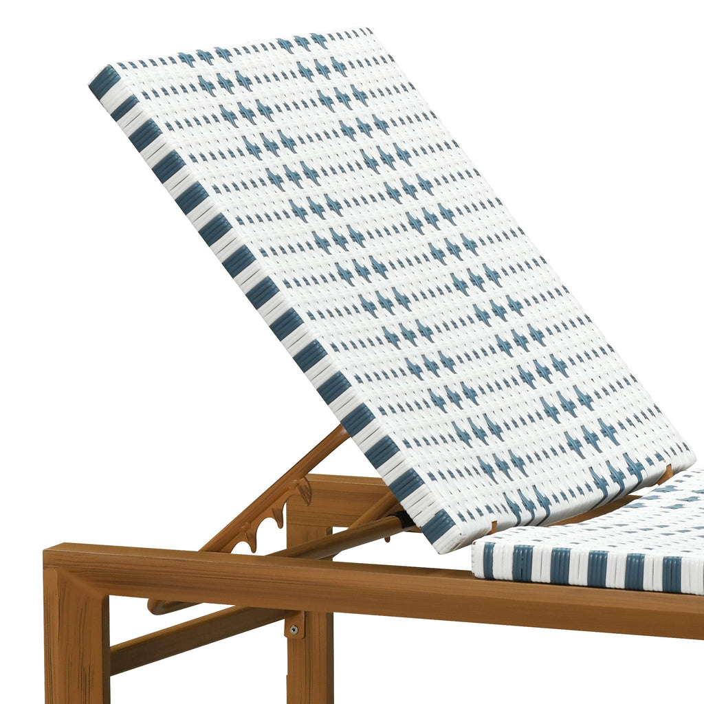 PURPLE LEAF Outdoor Teak Chaise Lounge Chair, Wood Grain Aluminum Outdoor Pool Lounge Chairs with Adjustable Backrest, Breathable Recliner for Patio, Poolside, Garden