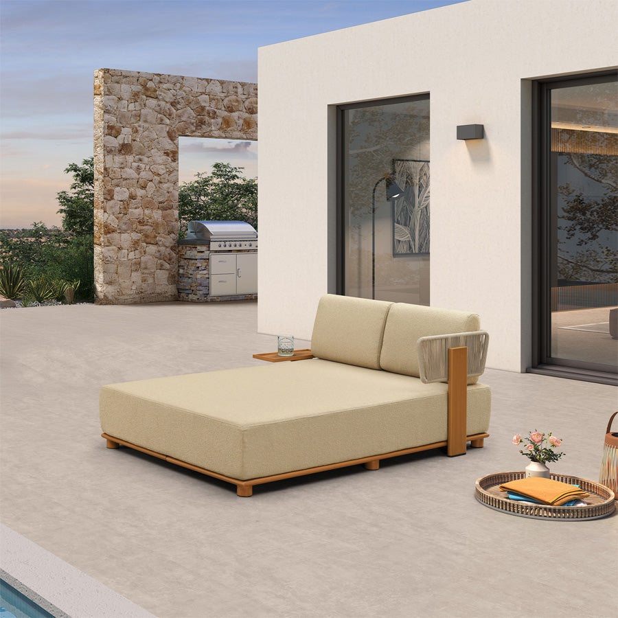 PURPLE LEAF Outdoor Luxury Daybed for Patio,  Poolside Chaise Lounge Bed with Cushion, Olefin Blend Fabric, Aluminum Frame Sunbed for Deck and Backyard
