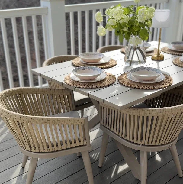 PURPLE LEAF 7/9/11 Pieces Outdoor Dining Set Aluminum Table & Wicker Rattan Chairs Modern Patio Furniture Set for Deck