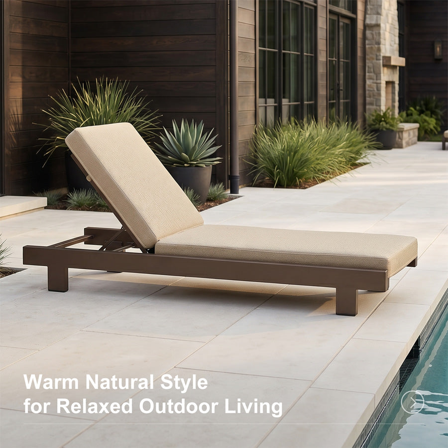 PURPLE LEAF Outdoor Luxury Daybed for Patio,  Poolside Chaise Lounge Bed with Cushion, Olefin Blend Fabric, Aluminum Frame Sunbed for Deck and Backyard