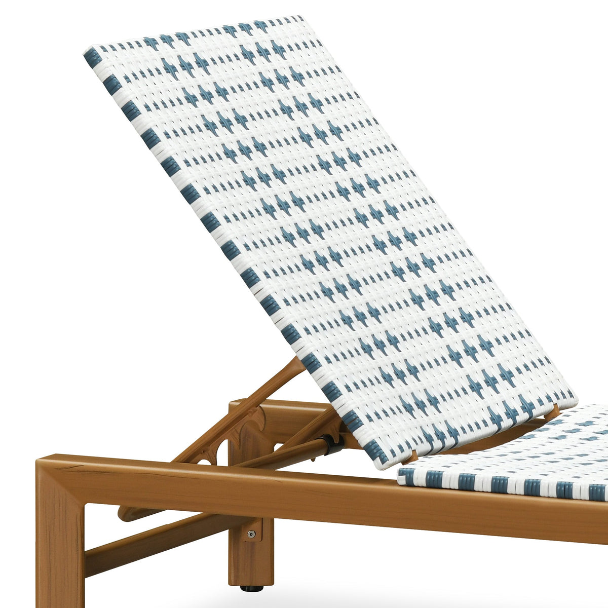 PURPLE LEAF Outdoor Teak Chaise Lounge Chair, Wood Grain Aluminum Outdoor Pool Lounge Chairs with Adjustable Backrest, Breathable Recliner for Patio, Poolside, Garden