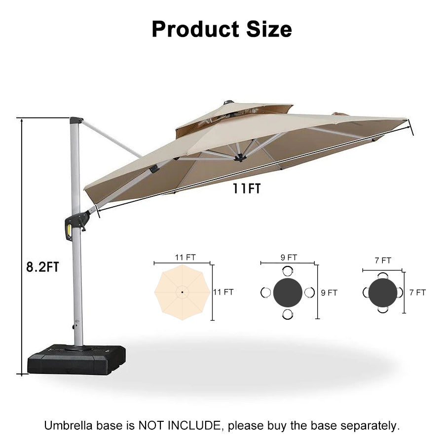 PURPLE LEAF Round Cantilever Patio Umbrella Heavy Duty Umbrella for Porch Garden Pool