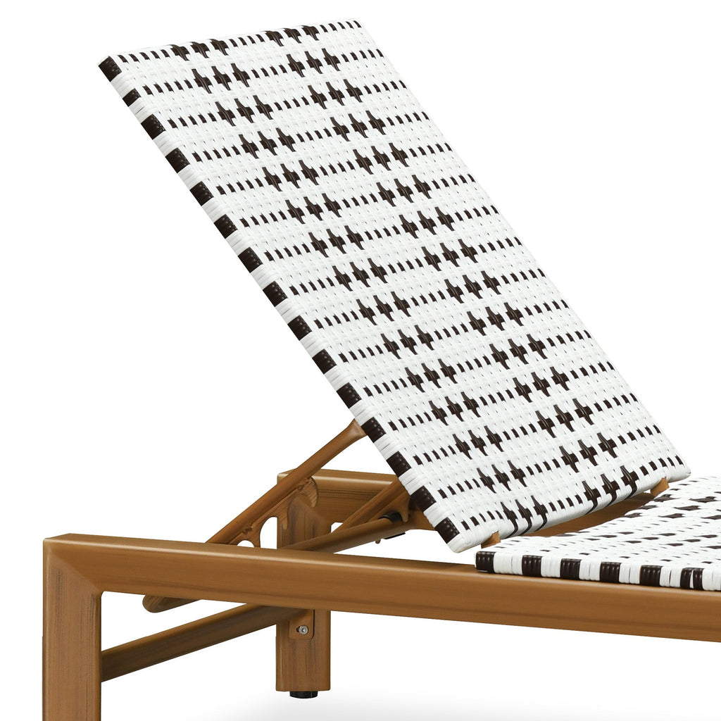PURPLE LEAF Outdoor Teak Chaise Lounge Chair, Wood Grain Aluminum Outdoor Pool Lounge Chairs with Adjustable Backrest, Breathable Recliner for Patio, Poolside, Garden