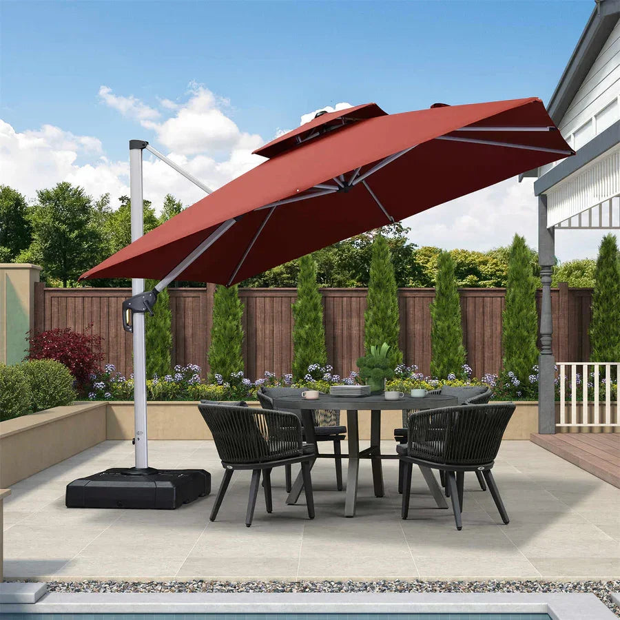 PURPLE LEAF Round Cantilever Patio Umbrella Heavy Duty Umbrella for Porch Garden Pool