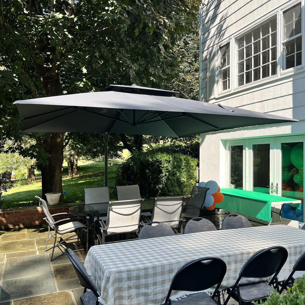 PURPLE LEAF Cantilever Patio Umbrella Gray Pole Outdoor Umbrella with UV Protection