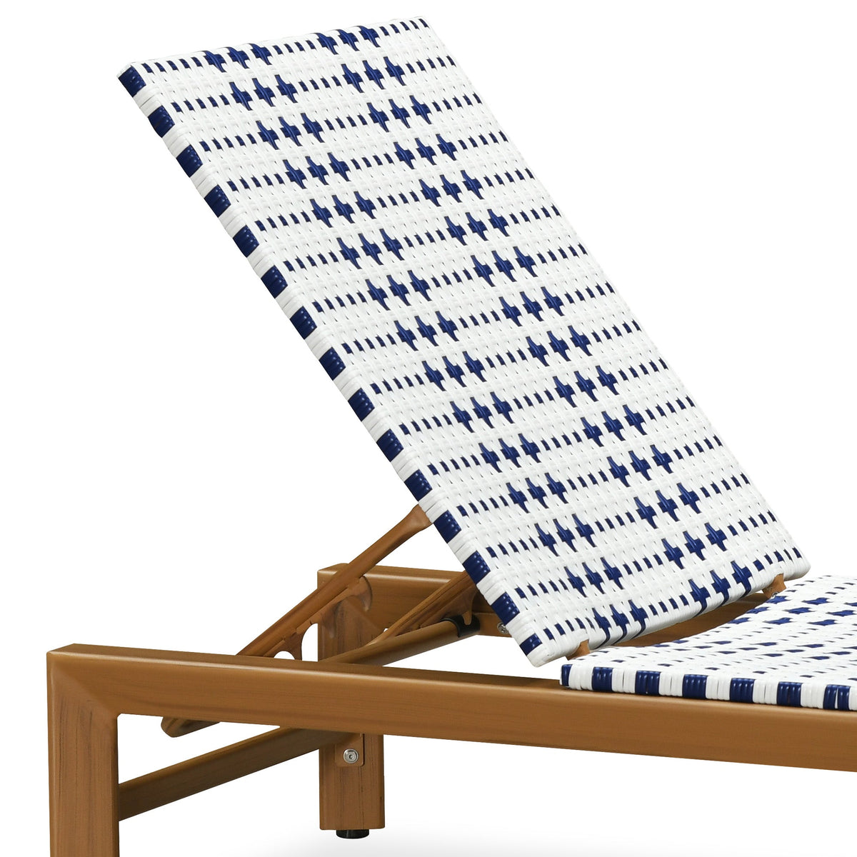 PURPLE LEAF Outdoor Teak Chaise Lounge Chair, Wood Grain Aluminum Outdoor Pool Lounge Chairs with Adjustable Backrest, Breathable Recliner for Patio, Poolside, Garden