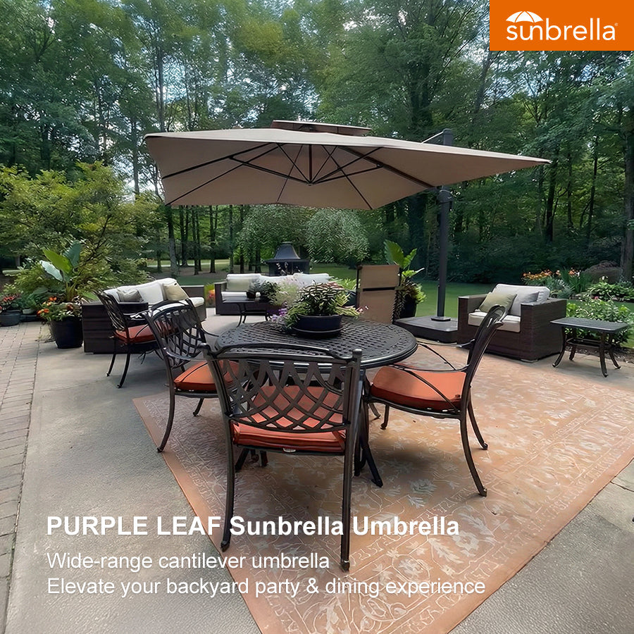 PURPLE LEAF SUNBRELLA Cantilever Umbrella Grey Aluminum Patio Umbrella