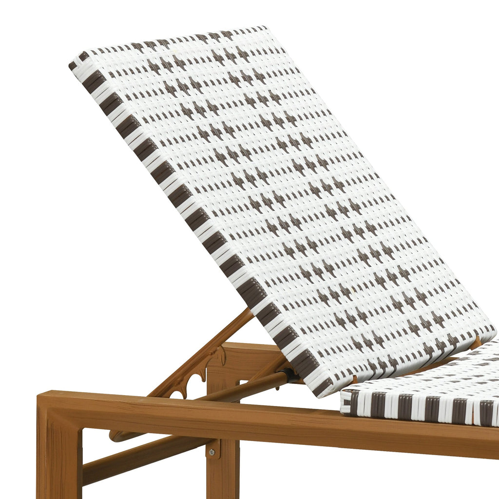 PURPLE LEAF Outdoor Teak Chaise Lounge Chair, Wood Grain Aluminum Outdoor Pool Lounge Chairs with Adjustable Backrest, Breathable Recliner for Patio, Poolside, Garden