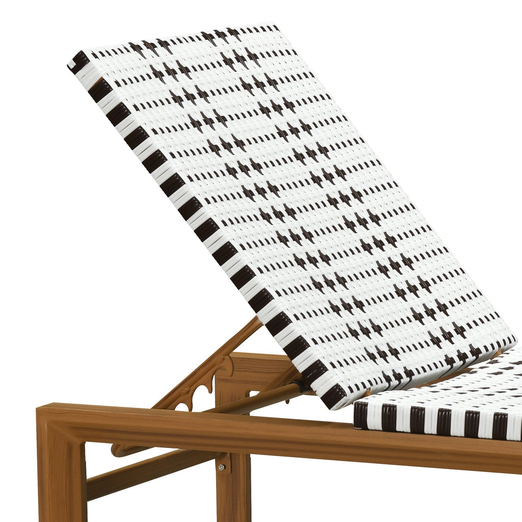PURPLE LEAF Outdoor Teak Chaise Lounge Chair, Wood Grain Aluminum Outdoor Pool Lounge Chairs with Adjustable Backrest, Breathable Recliner for Patio, Poolside, Garden