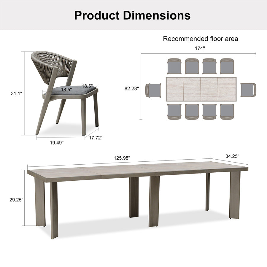 PURPLE LEAF 7 / 9 / 11 pcs Outdoor Dining Set Patio Dining Furniture for Lawn Backyard Deck Brown