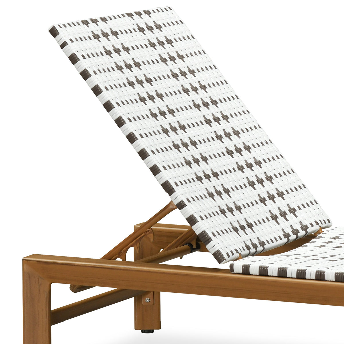 PURPLE LEAF Outdoor Teak Chaise Lounge Chair, Wood Grain Aluminum Outdoor Pool Lounge Chairs with Adjustable Backrest, Breathable Recliner for Patio, Poolside, Garden