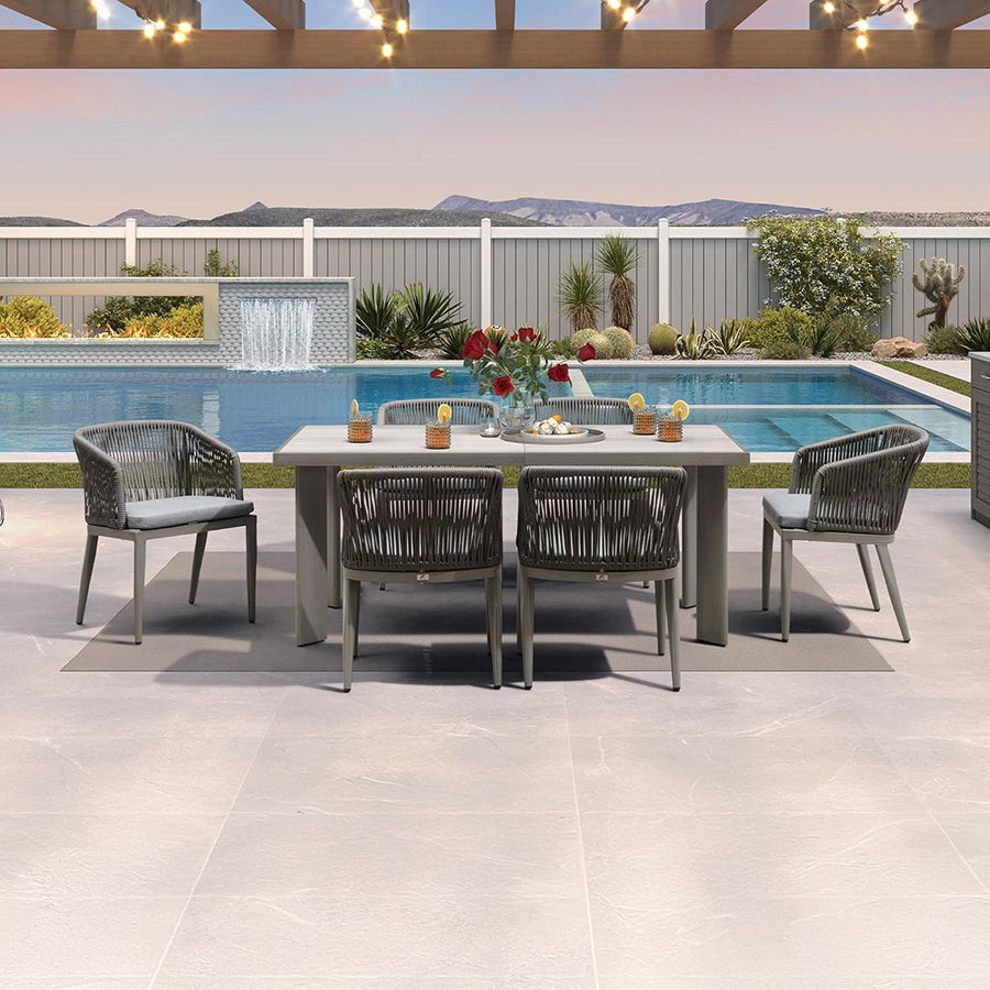 PURPLE LEAF Patio Dining Set with Sunbrella Fabric Cushions and Aluminum Table All-Weather Wicker Patio Table Set for Deck
