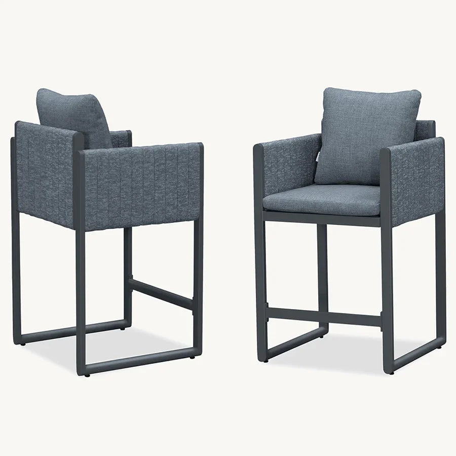 PURPLE LEAF Sanori Outdoor Bar Stools Set of 2 Modern Olefin Weaving Bar Chairs with Backrest Pillow for Patio, Poolside or Indoor