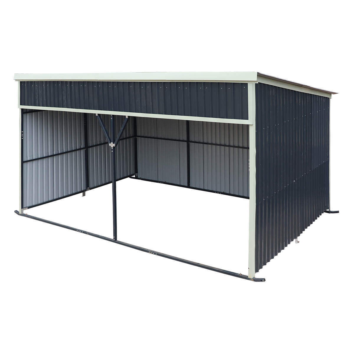 12' x 20' Horse Run-In Shed with Portable Skid Mount and Wide Front Opening for Livestock Shelter, Bolts & Nuts Assembling TMG-MSK1220