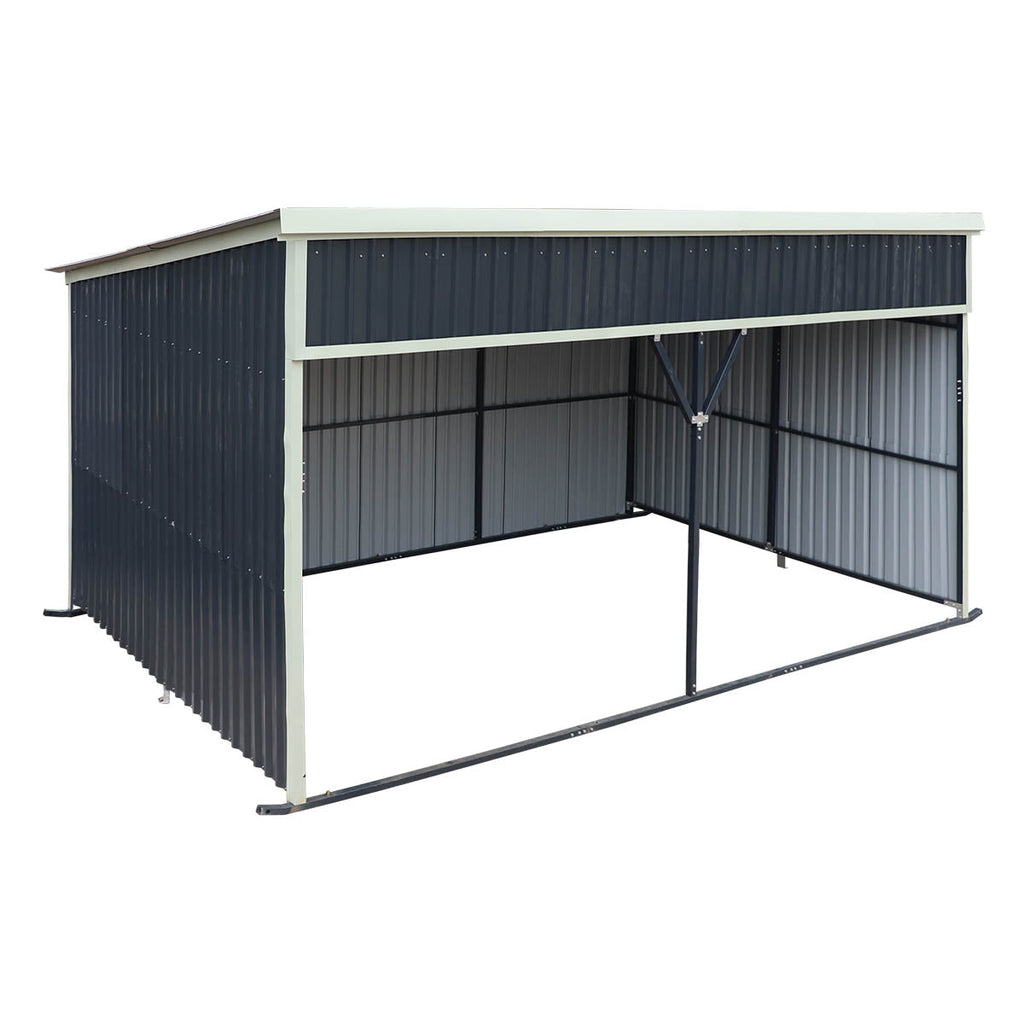 12' x 20' Horse Run-In Shed with Portable Skid Mount and Wide Front Opening for Livestock Shelter, Bolts & Nuts Assembling TMG-MSK1220