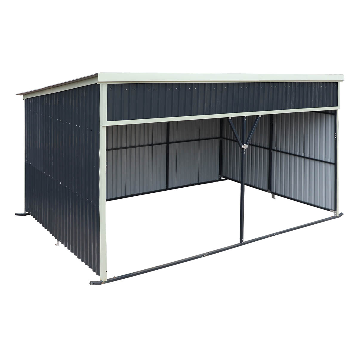 12' x 20' Horse Run-In Shed with Portable Skid Mount and Wide Front Opening for Livestock Shelter, Bolts & Nuts Assembling TMG-MSK1220
