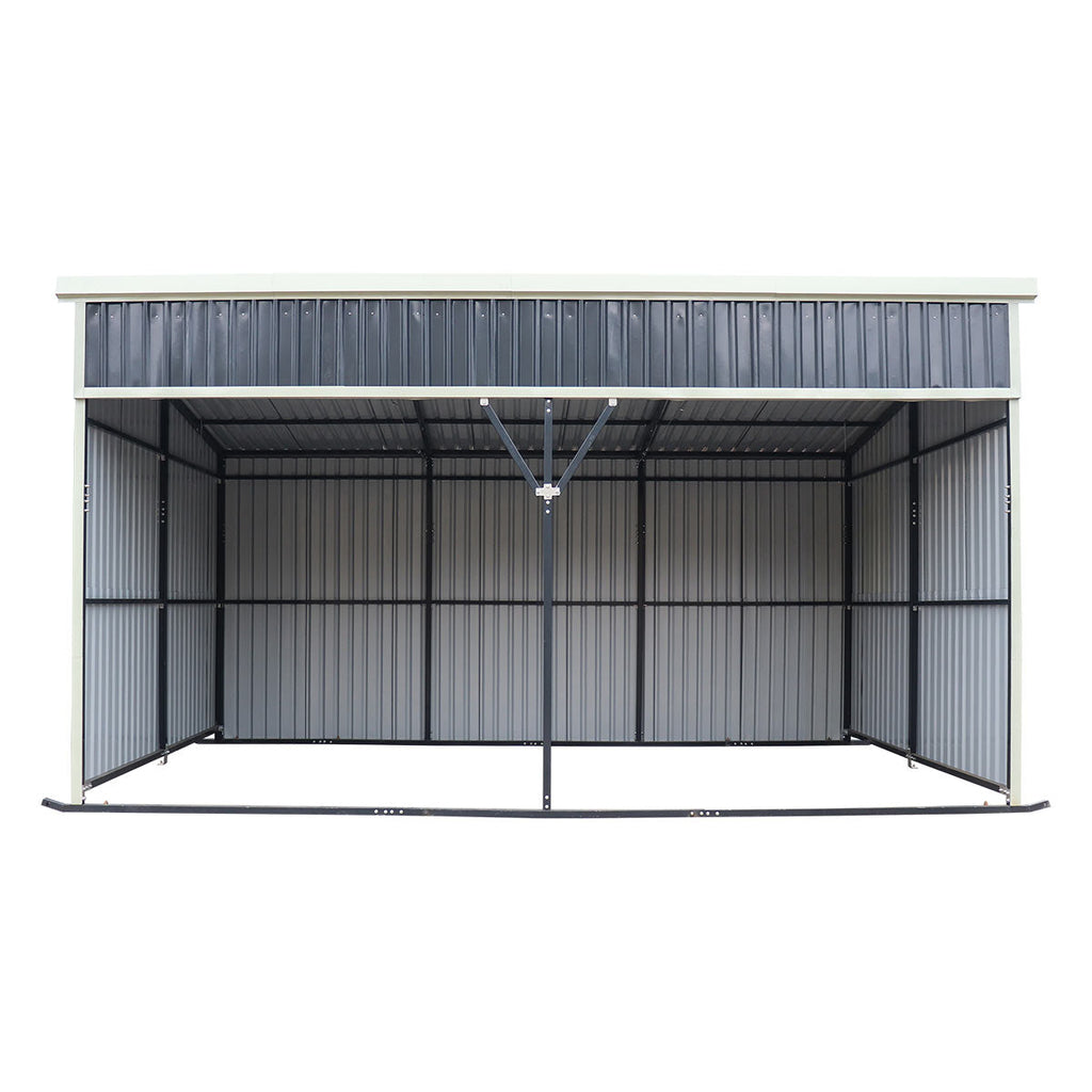 12' x 20' Horse Run-In Shed with Portable Skid Mount and Wide Front Opening for Livestock Shelter, Bolts & Nuts Assembling TMG-MSK1220