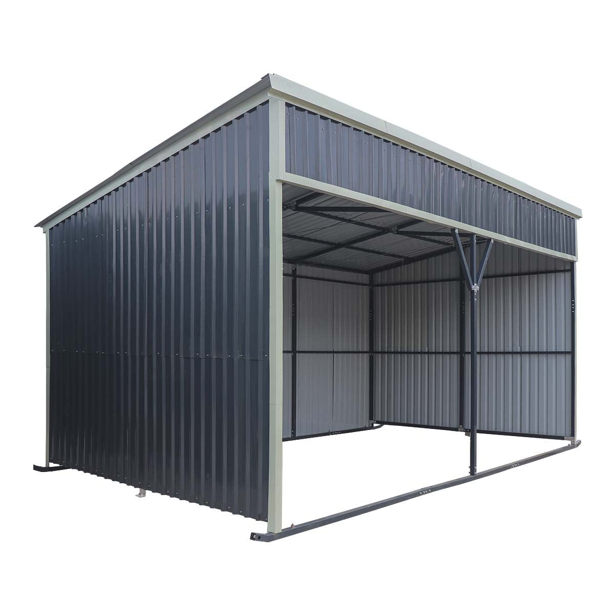 12' x 20' Horse Run-In Shed with Portable Skid Mount and Wide Front Opening for Livestock Shelter, Bolts & Nuts Assembling TMG-MSK1220