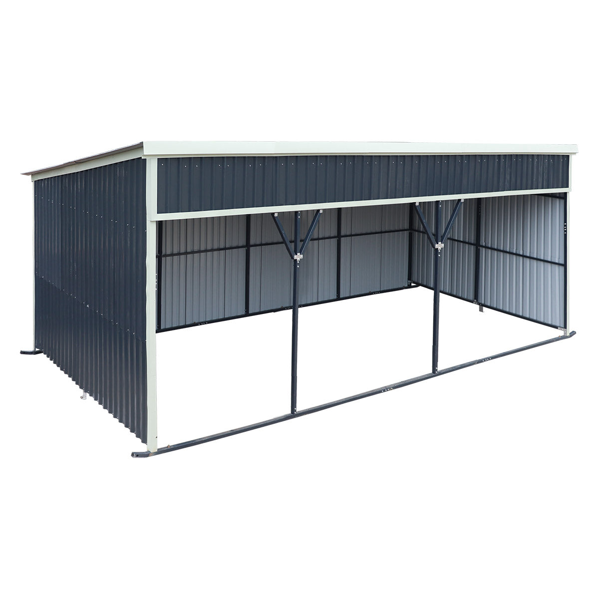 12’ x 27’ Horse Run-In Shed with Portable Skid Mount and Wide Front Opening for Livestock Shelter, Bolts & Nuts Assembling TMG-MSK1227