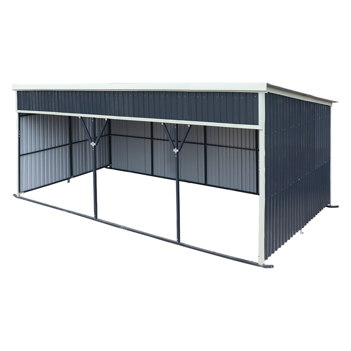 12’ x 27’ Horse Run-In Shed with Portable Skid Mount and Wide Front Opening for Livestock Shelter, Bolts & Nuts Assembling TMG-MSK1227