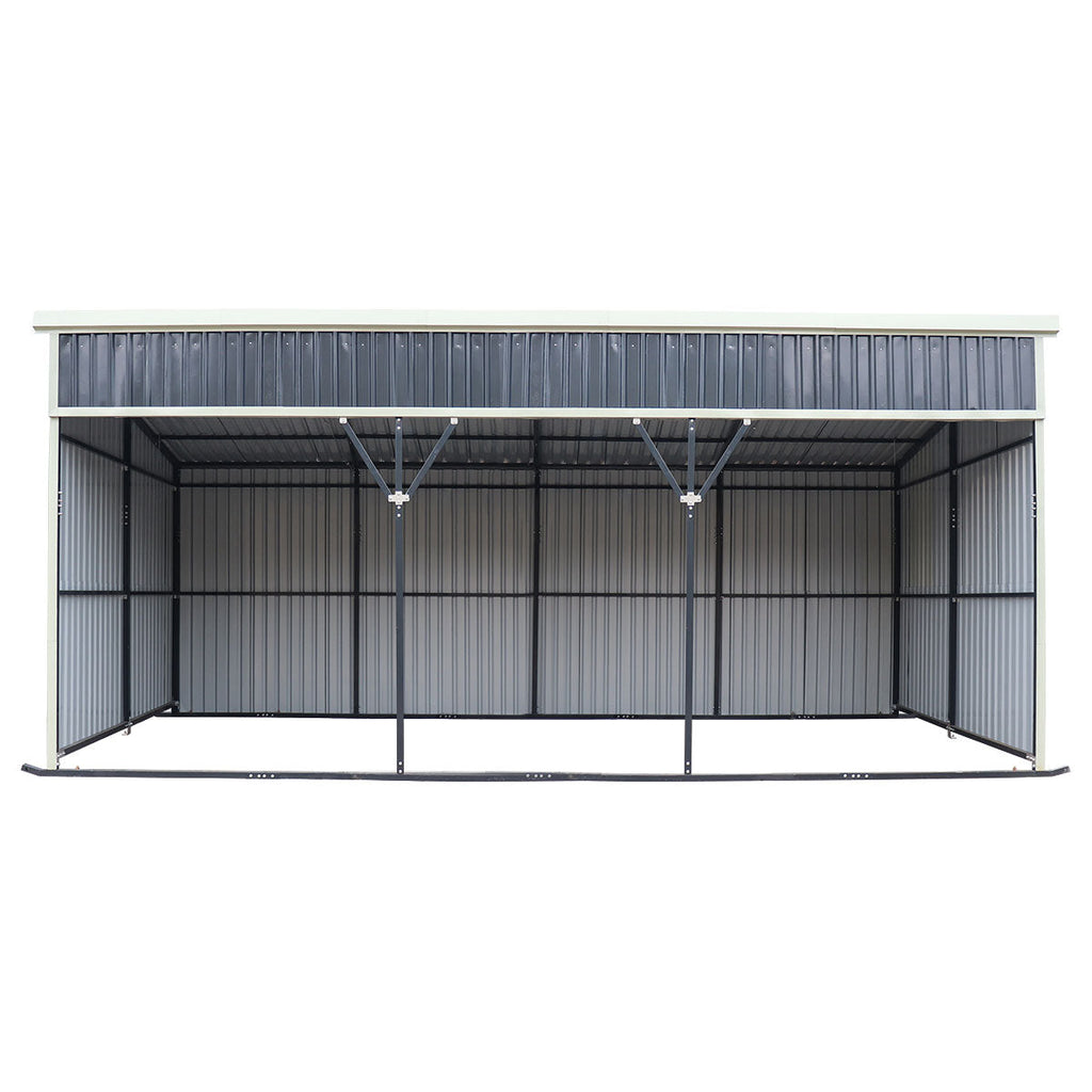 12’ x 27’ Horse Run-In Shed with Portable Skid Mount and Wide Front Opening for Livestock Shelter, Bolts & Nuts Assembling TMG-MSK1227