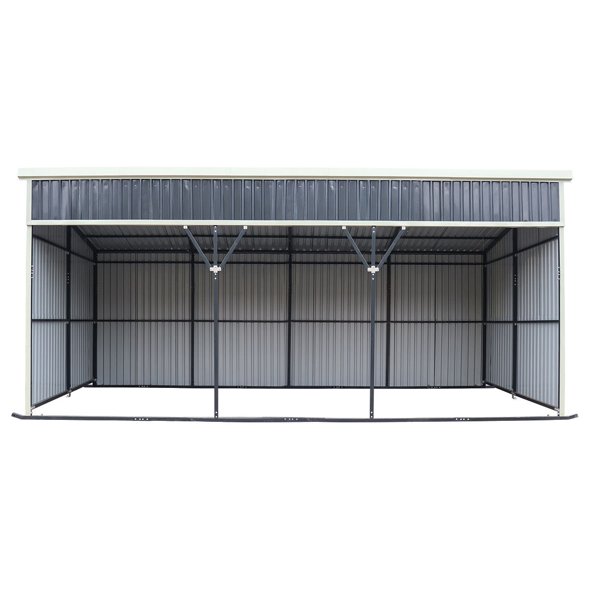 12’ x 27’ Horse Run-In Shed with Portable Skid Mount and Wide Front Opening for Livestock Shelter, Bolts & Nuts Assembling TMG-MSK1227