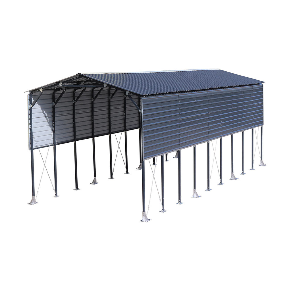 12' x 30' Metal Shed Boat Shelter, 12.3' Peak Height, 11' Clearance TMG-MSB1230