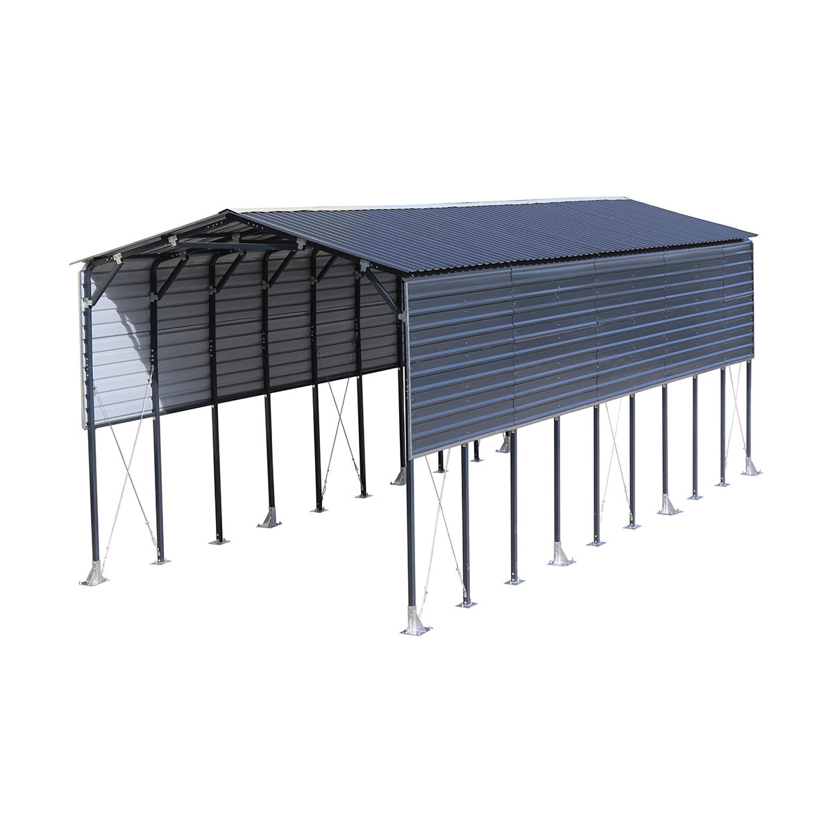 12' x 30' Metal Shed Boat Shelter, 12.3' Peak Height, 11' Clearance TMG-MSB1230